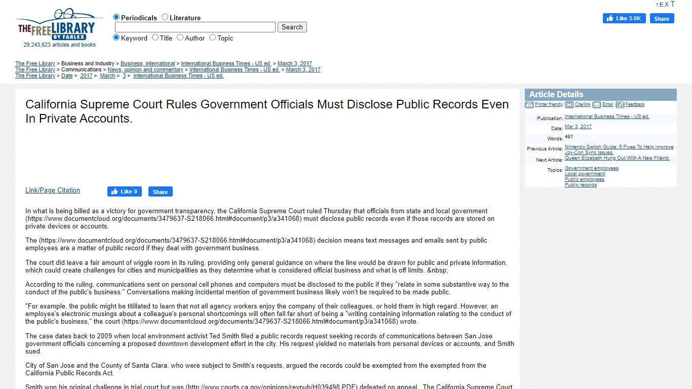 California Supreme Court Rules Government Officials Must Disclose ...